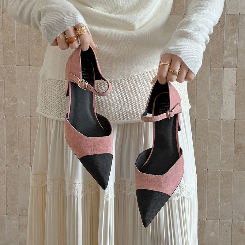여성용 새 가죽 양가죽 스웨이드 하이힐, 컬러 블록킹, - Women'S Fashion Belts 리뷰 및 가격