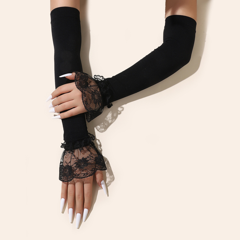 패션 긴 레이스 팔 슬리브 여름 선 스크린 핑거리스 장 - Women Fashion Gloves 리뷰 및 가격