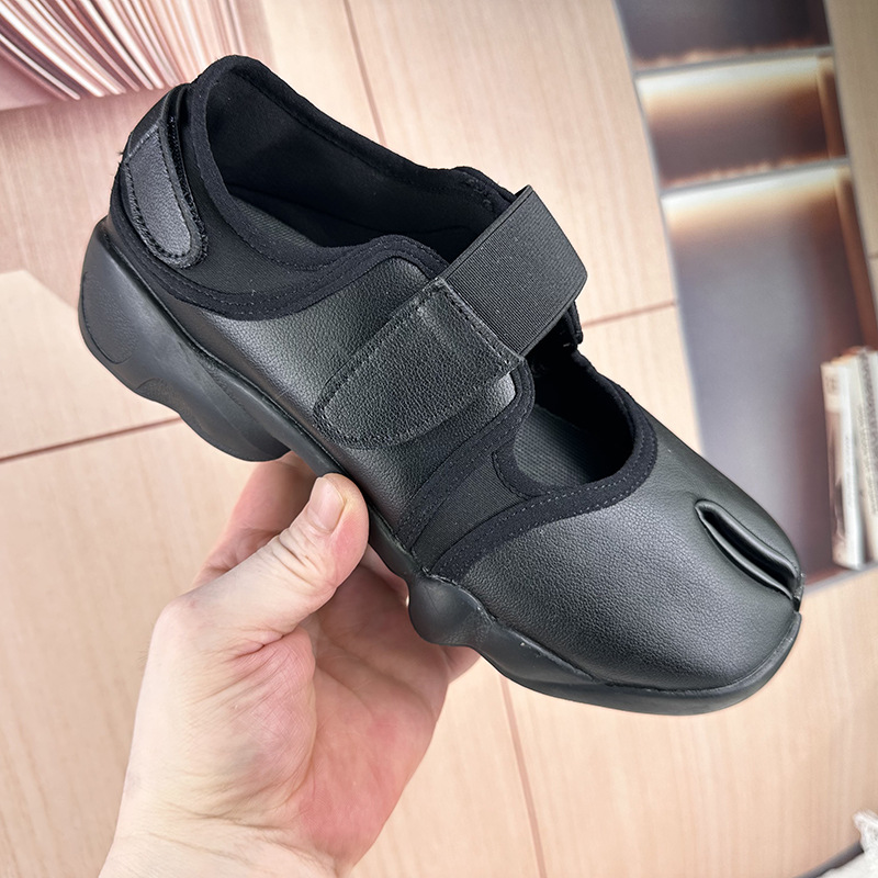 여성용 스플릿 토 스니커즈 블랙 가죽 메쉬 벨크로 스트 - Women'S Fashion Velcro Sneakers 리뷰 및 가격
