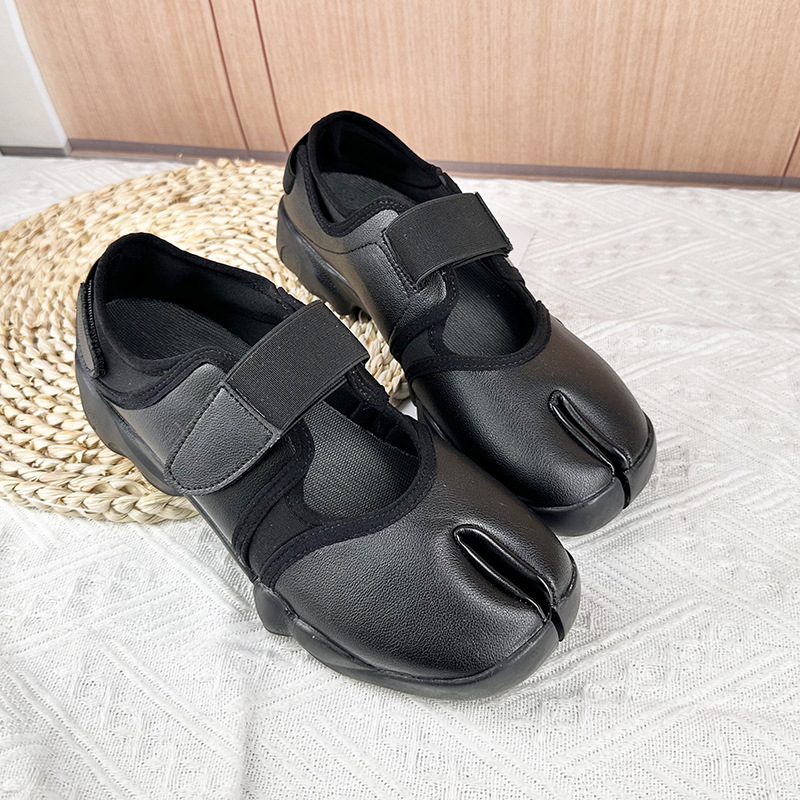 여성용 스플릿 토 스니커즈 블랙 가죽 메쉬 벨크로 스트 - Women'S Fashion Velcro Sneakers 리뷰 및 가격