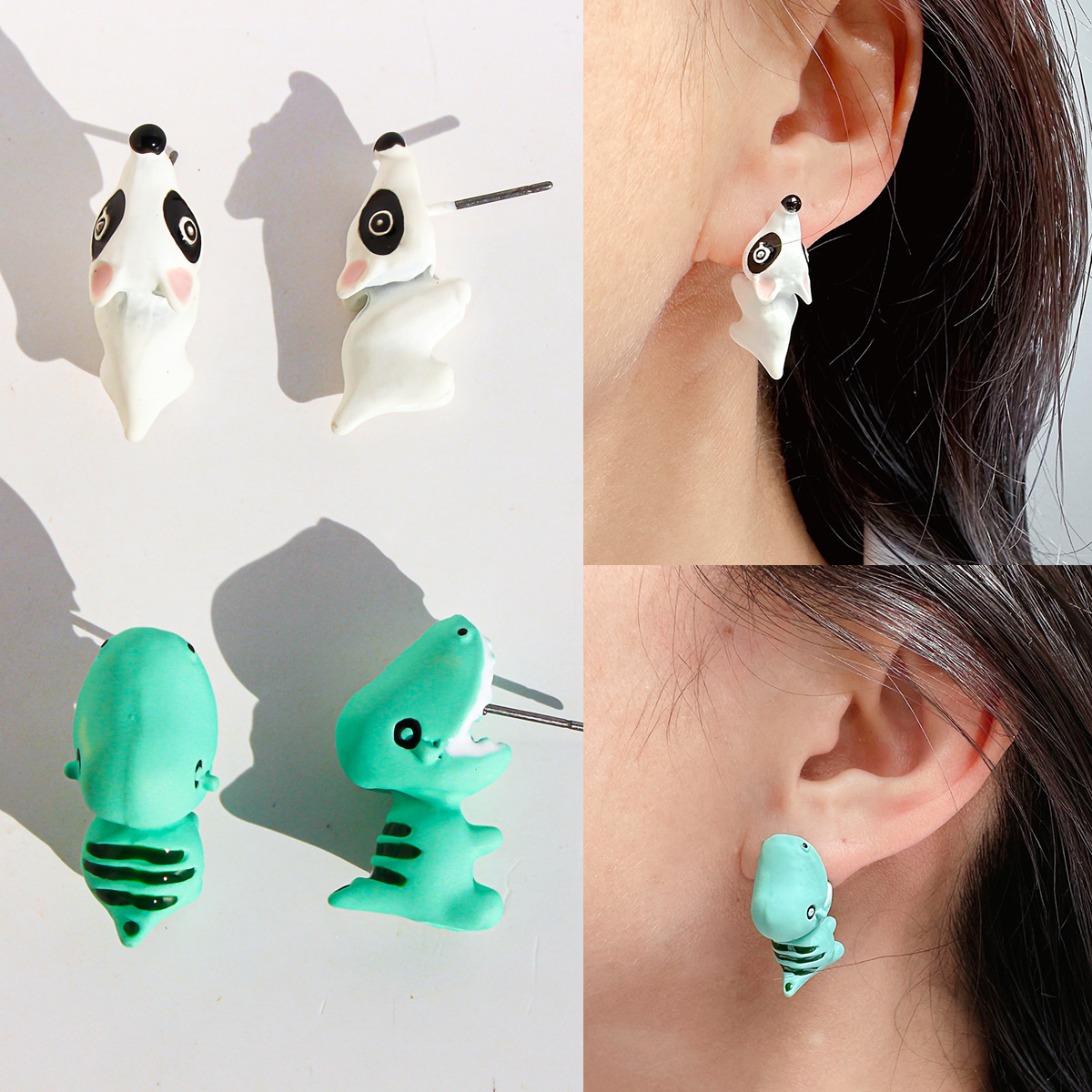 여성을 위한 점토 동물 스터드 귀걸이 캐주얼 패션 수제 - Women'S Fashion Earrings 리뷰 및 가격