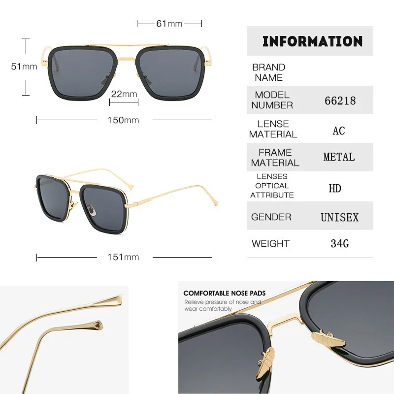 스팀펑크 토니 스타크 선글라스 남녀 패션 사각 드라이빙 - Women Fashion Glasses 리뷰 및 가격
