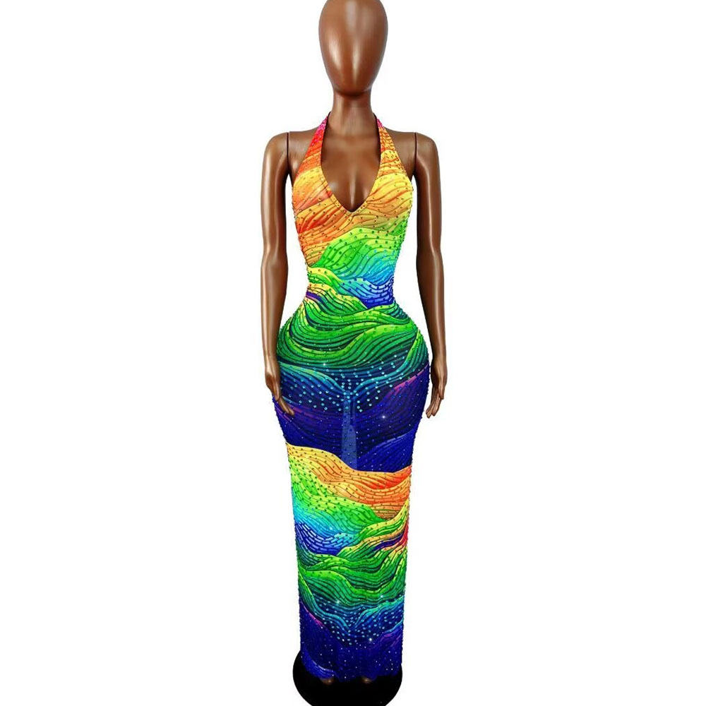 불규칙한 라인 패턴 디자인의 반짝이는 라인스톤 장식 드 - Women Fashion Designer Dresses Photos 리뷰 및 가격